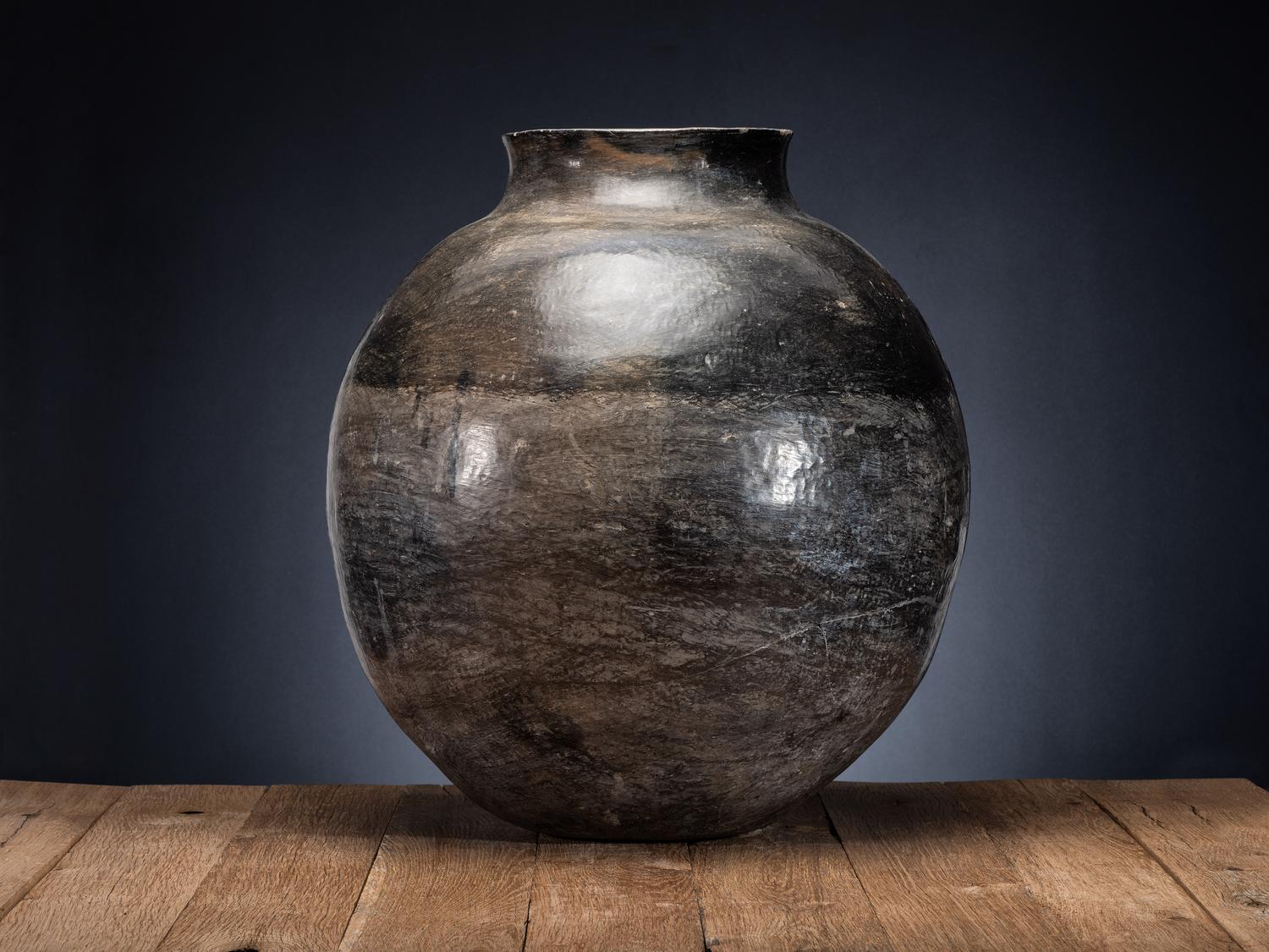 Massive Ohkay Owingeh Blackware Pottery Storage Jar