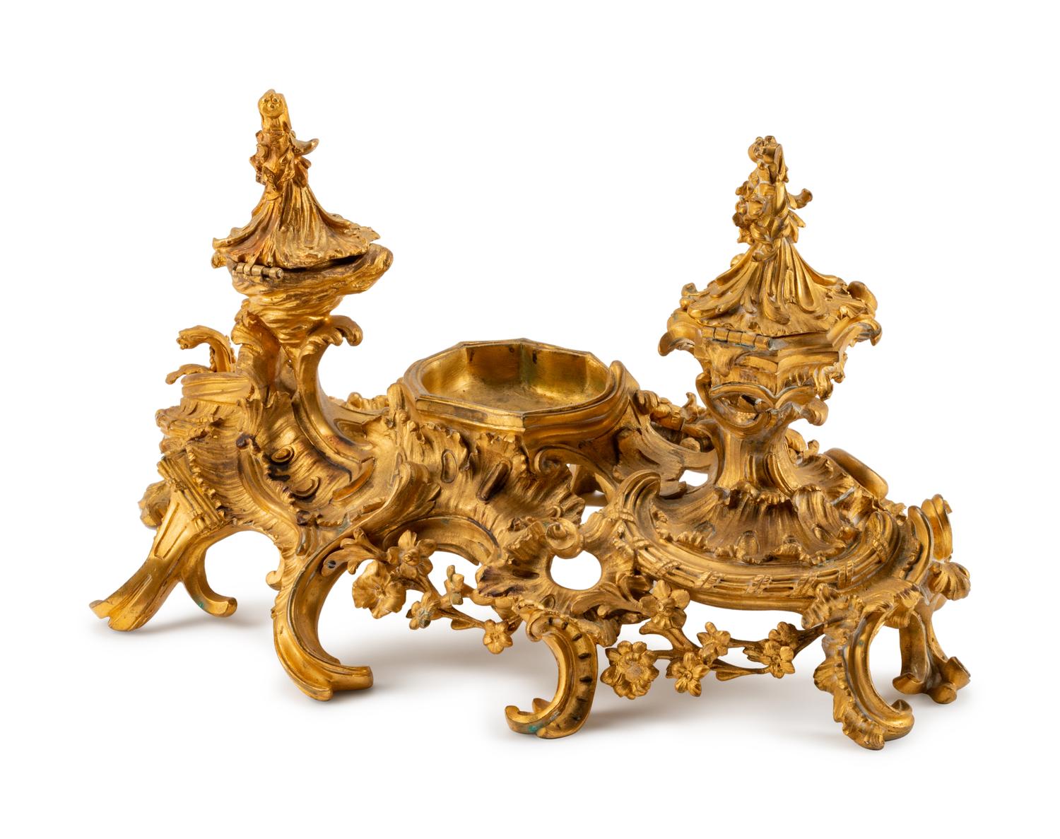 A Louis XV Style Gilt-Bronze Encrier — 19TH CENTURY