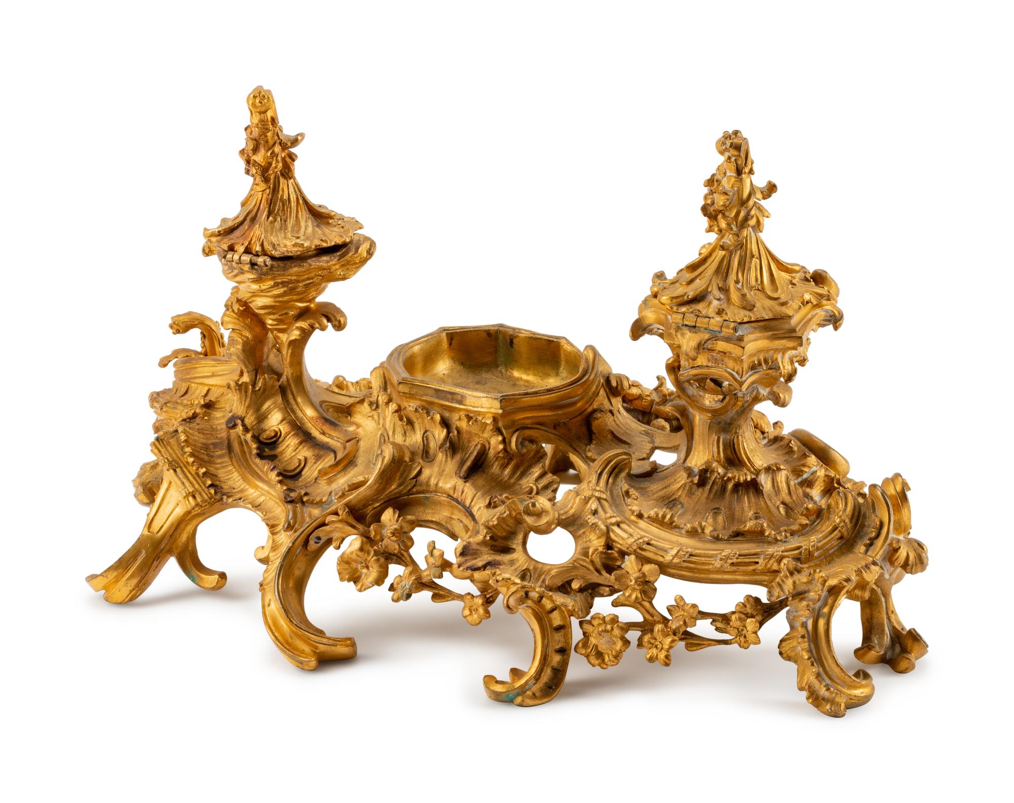 A Louis XV Style Gilt-Bronze Encrier — 19TH CENTURY