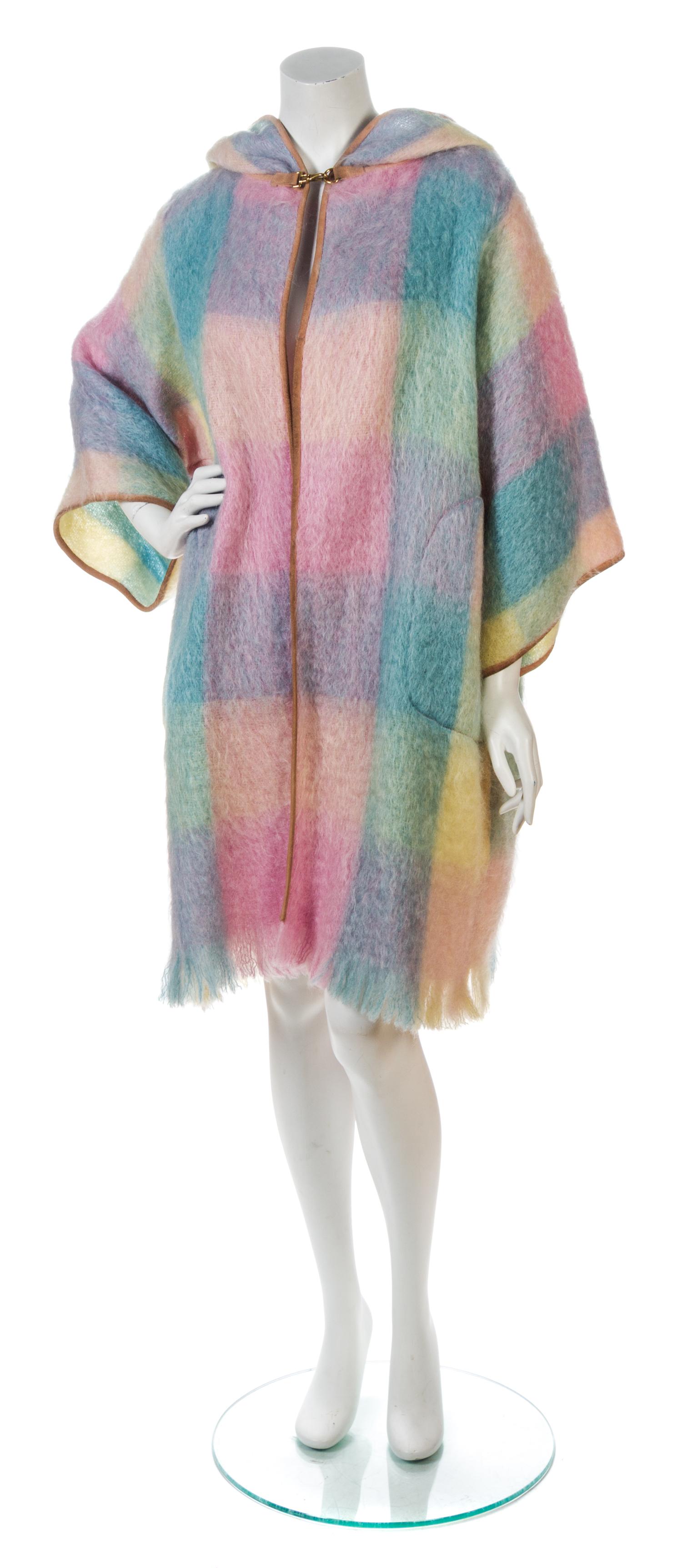 A Bonnie Cashin Pastel Multicolor Plaid Mohair Coat,