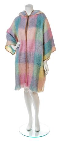 A Bonnie Cashin Pastel Multicolor Plaid Mohair Coat,