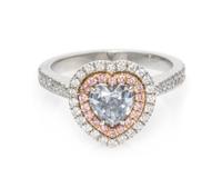 A Platinum, 18 Karat Rose Gold, Fancy Gray-Blue Diamond, Colored Diamond and Diamond Ring, 4.45 dwts.