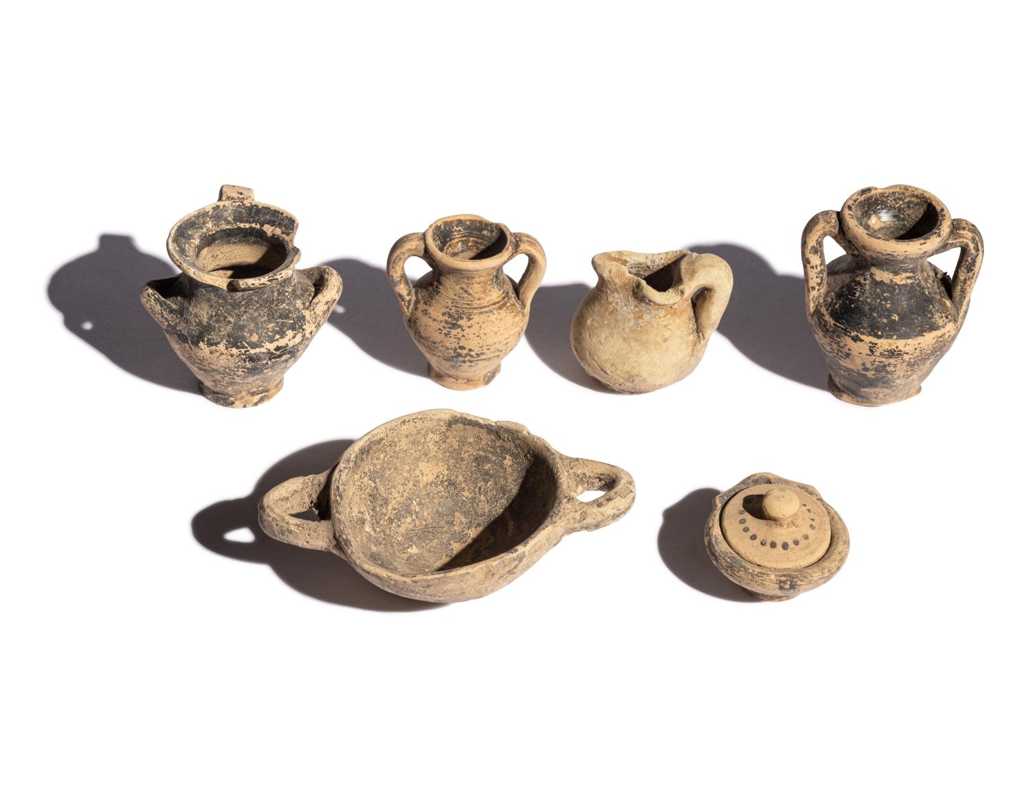 A Collection of Miniature Greek Painted Pottery Vessels