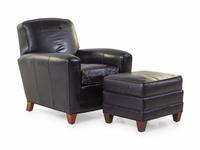 A Modern Leather Upholstered Club Chair and Ottoman