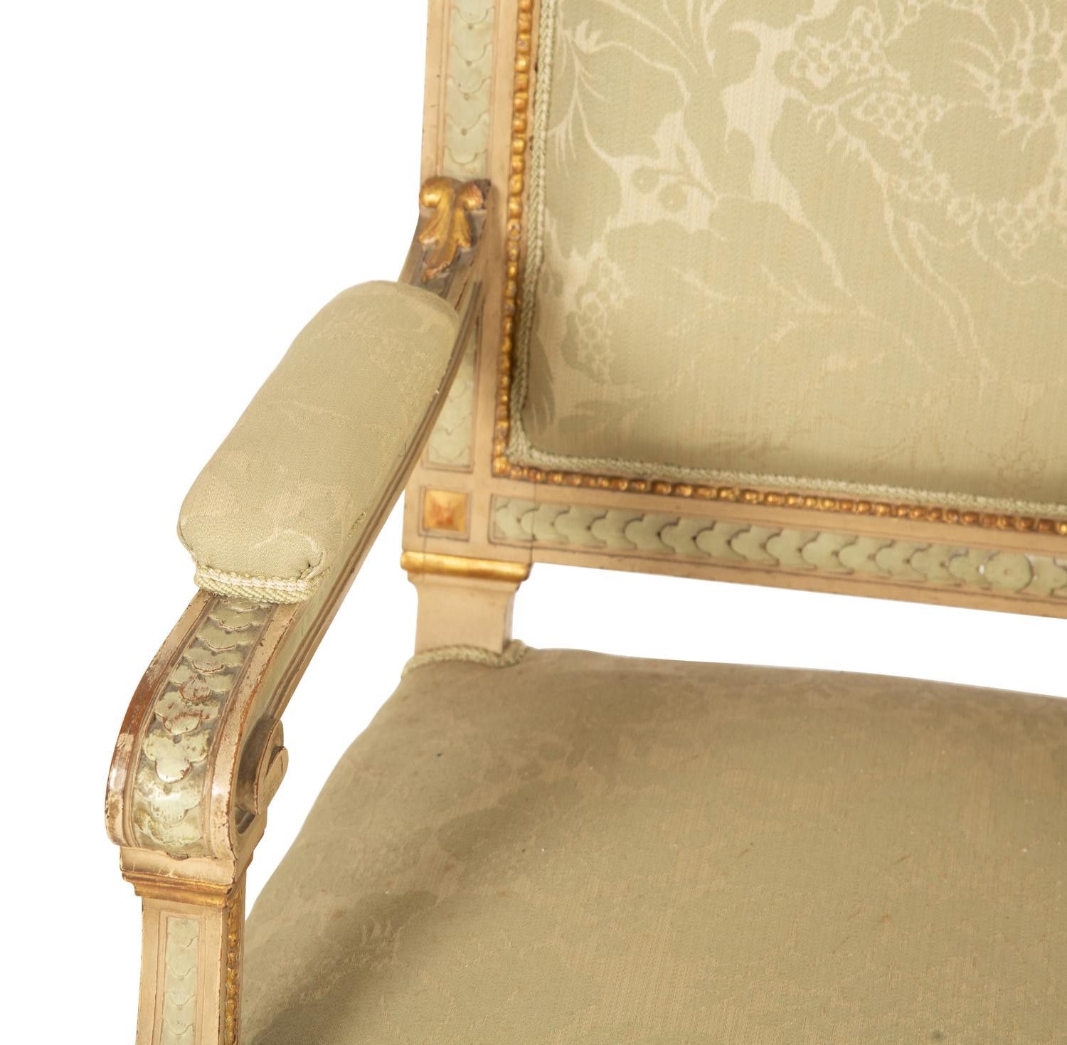 A Six-Piece Louis XIV Style Painted and Parcel Gilt Parlor Suite — 19th/20th Century