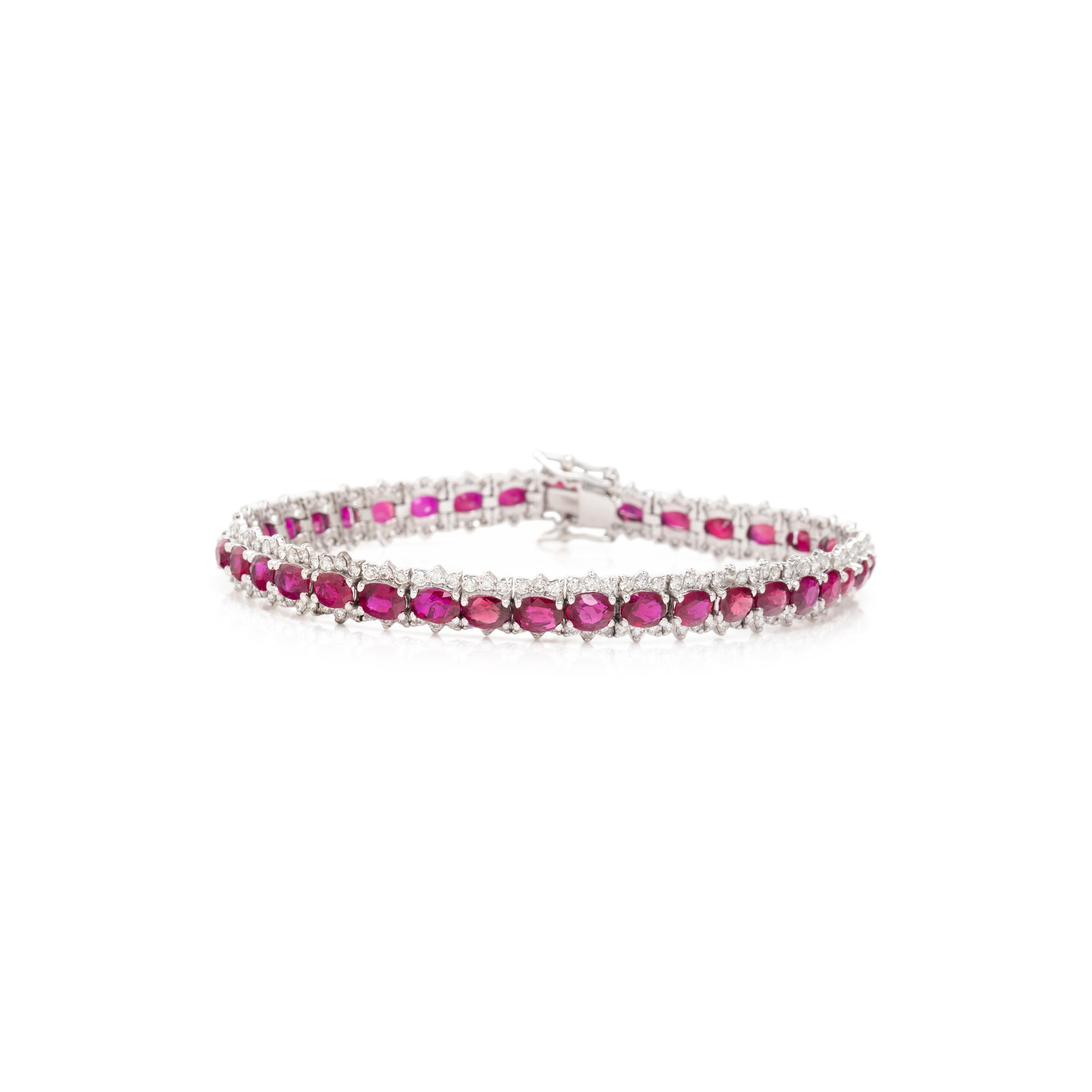 UNHEATED BURMESE RUBY AND DIAMOND BRACELET