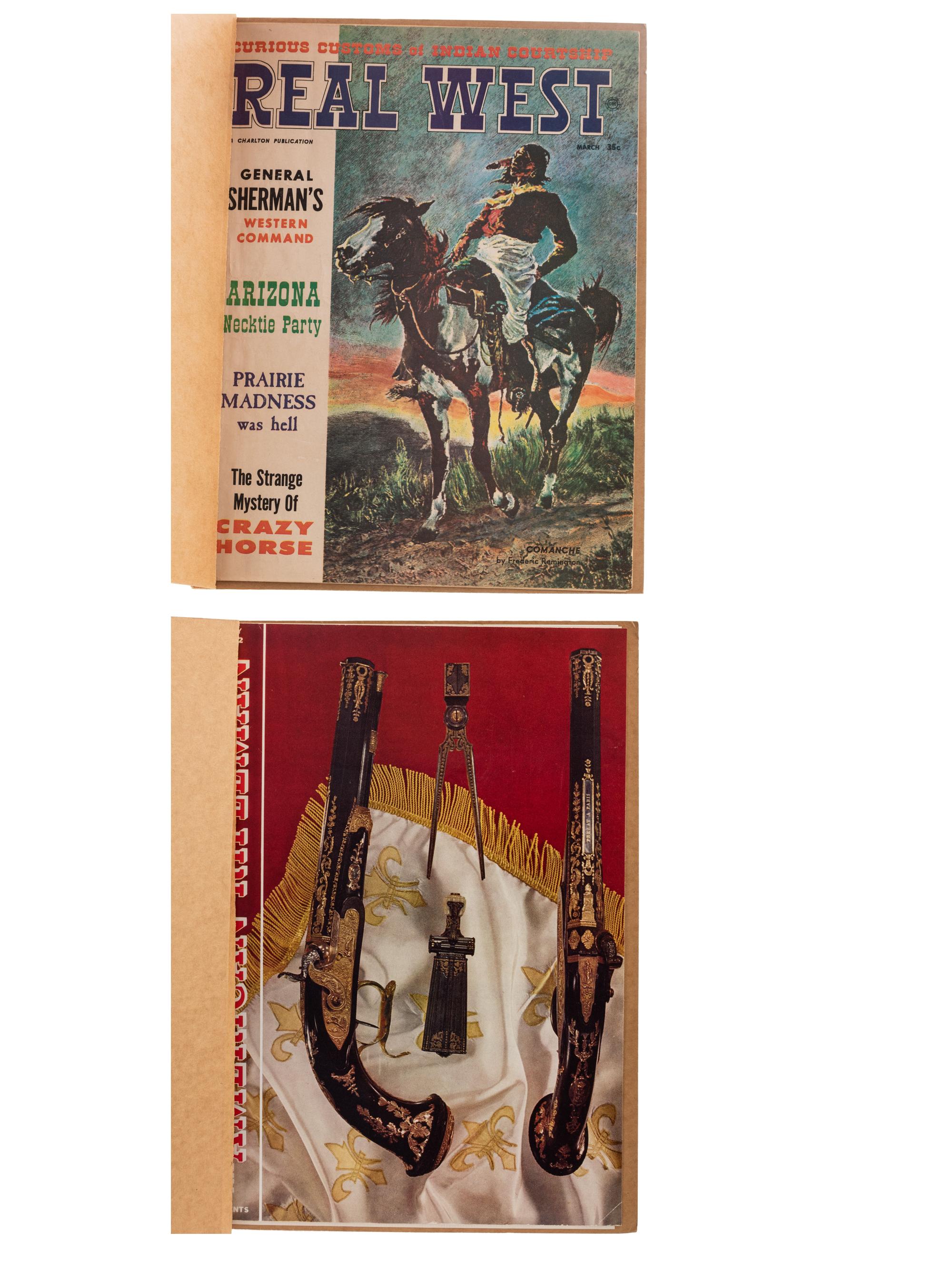 [WILD WEST SHOWS]. A group of 10 items, incl. Western periodicals and enlarged portrait of Buffalo Bill.