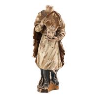 A Continental Carved Wood and Polychrome Decorated Cephalophore