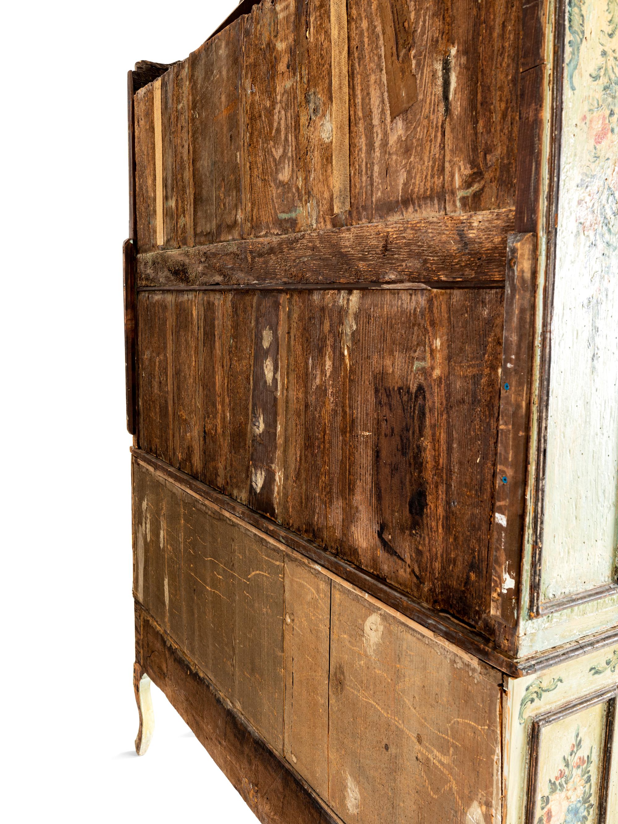 A North Italian Rococo Polychrome Painted Cabinet on Stand