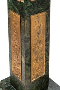 A Pair of Continental Gilt Bronze Mounted Marble Pedestals