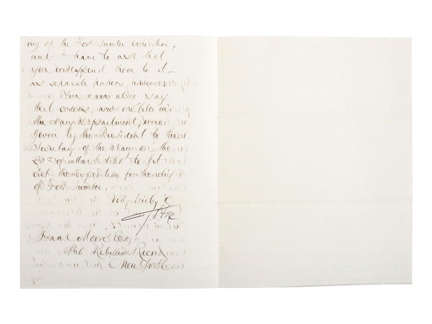 WELLES, Gideon (1802-1878). Letters and document associated with Welles, and other naval commanders.