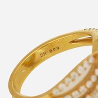 An 18K Yellow Gold, Aquamarine, and Diamond Ring