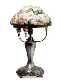 A Pairpoint Reverse-Painted Glass Puffy 'Lily' Table Lamp