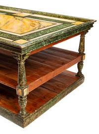 A Continental Faux Marble Painted Three-Tier Portfolio Table