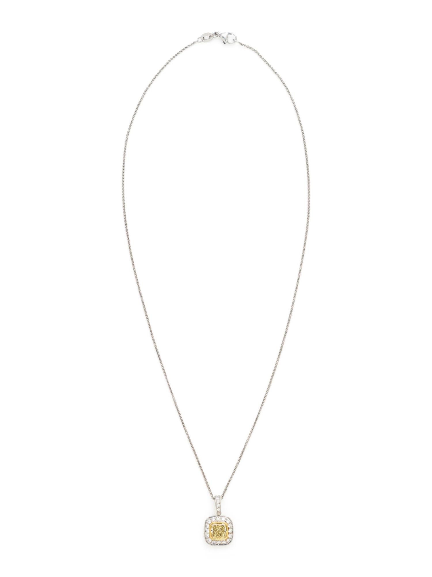 FANCY LIGHT YELLOW DIAMOND AND DIAMOND PENDANT/NECKLACE