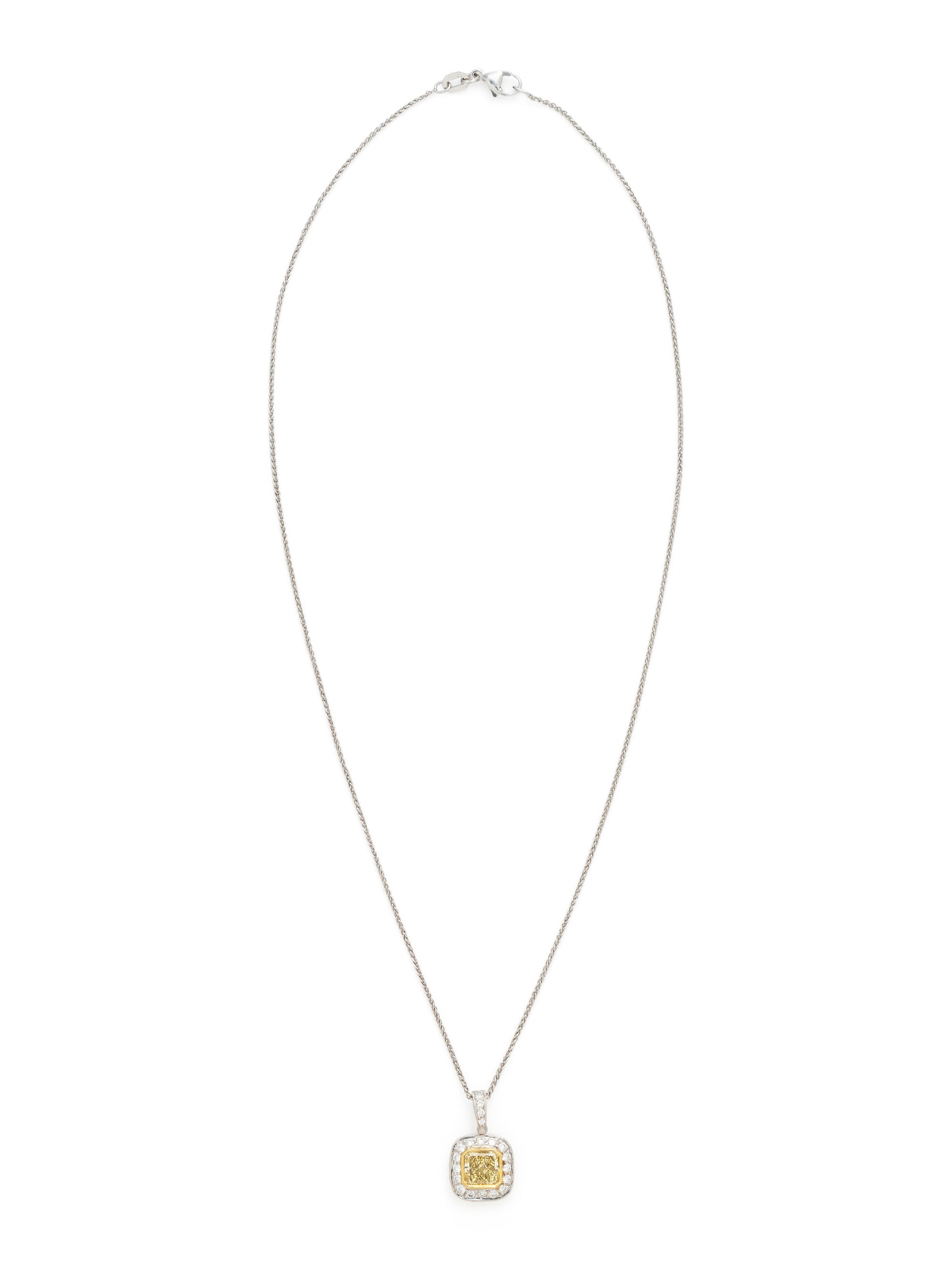 FANCY LIGHT YELLOW DIAMOND AND DIAMOND PENDANT/NECKLACE