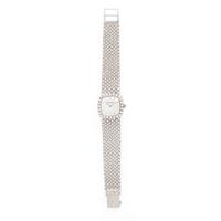 Cartier, 18K White Gold Watch with Diamond Bezel and Integrated Bracelet