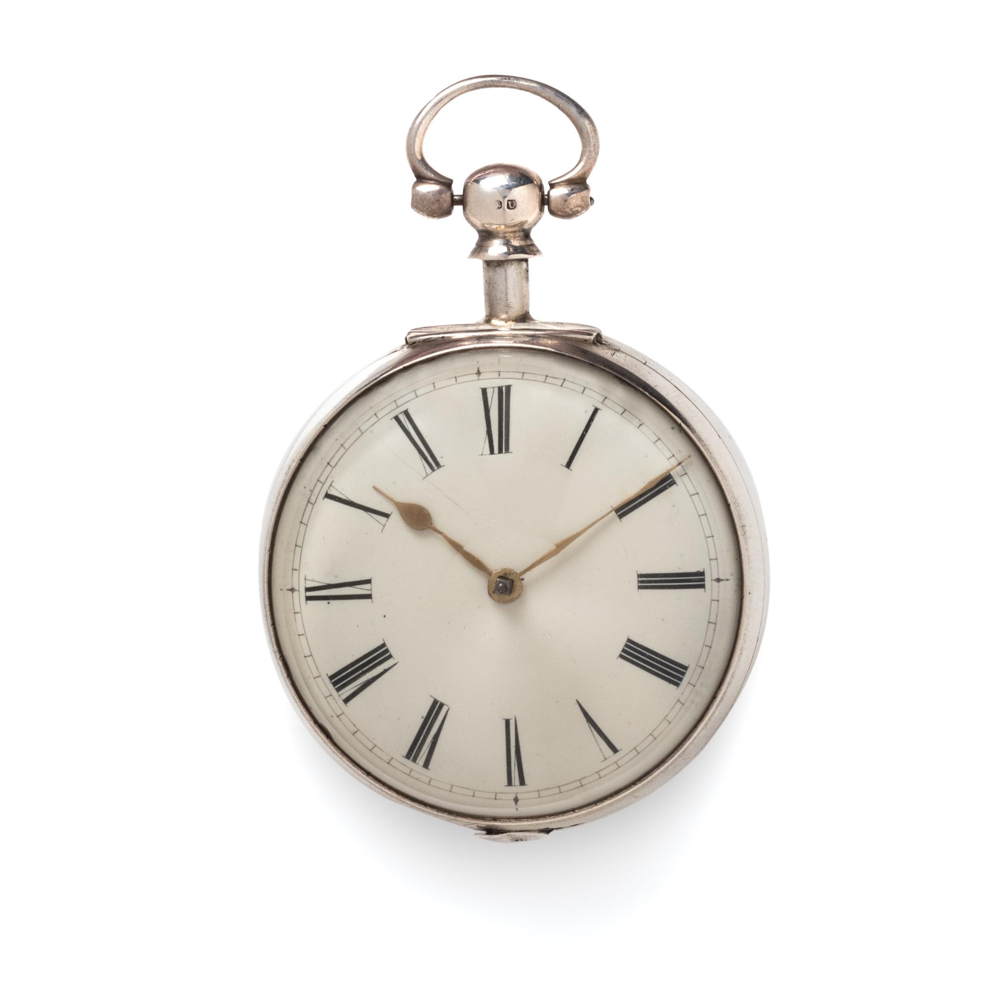 BRITISH, STERLING SILVER OPEN FACE POCKET WATCH
