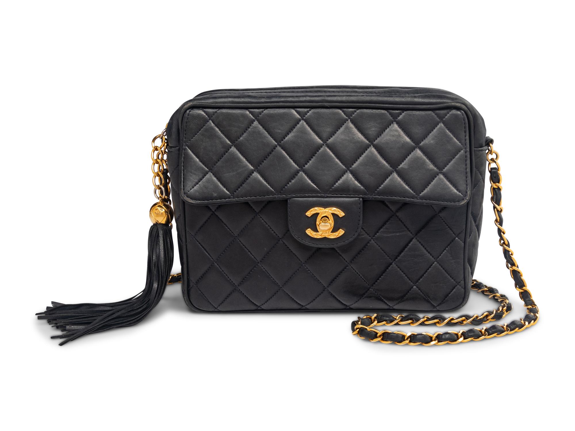 Chanel Flap Camera Bag in Quilted Navy Lambskin