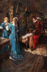 Courtier Watching Woman at Mirror