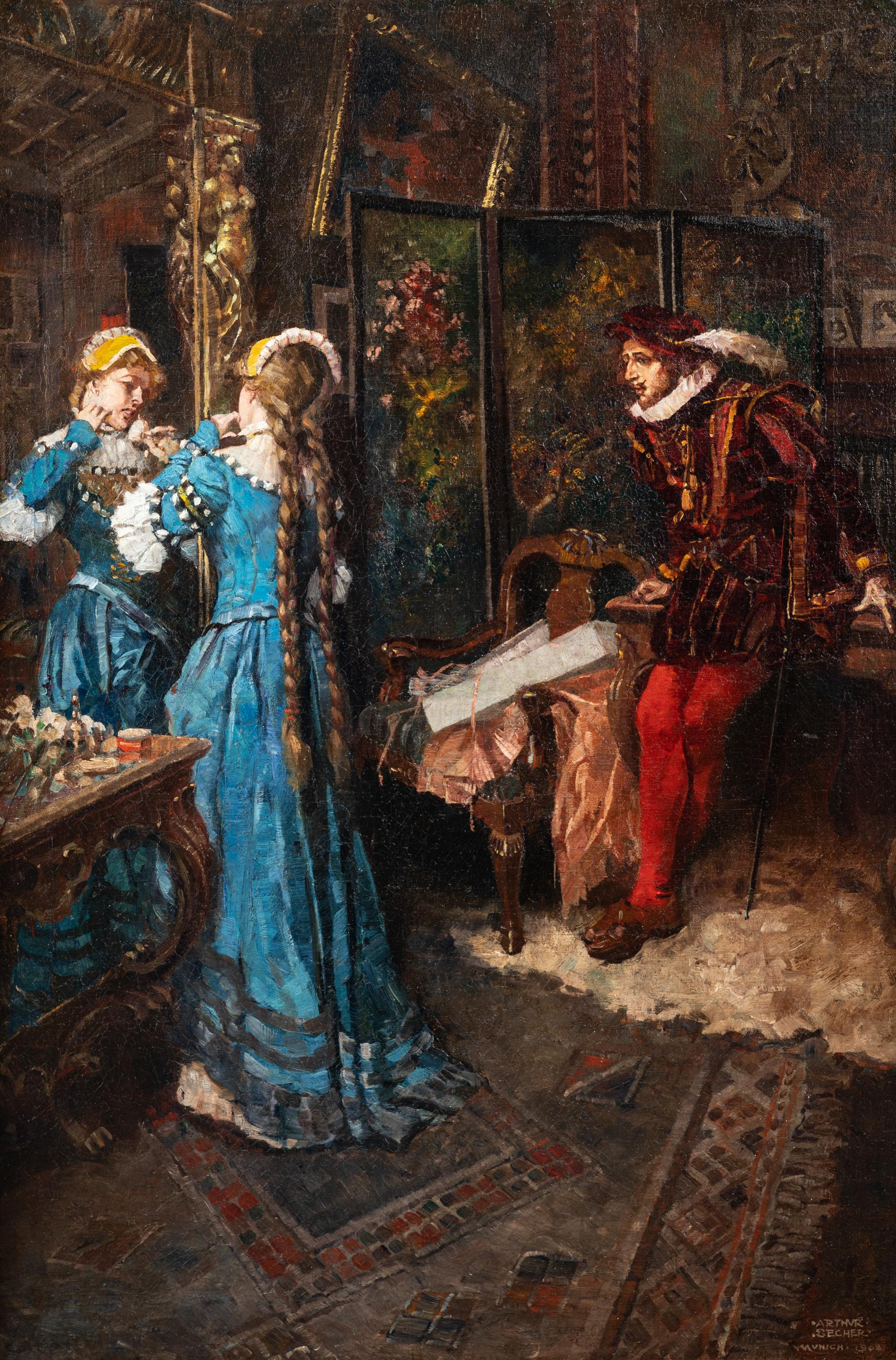 Courtier Watching Woman at Mirror