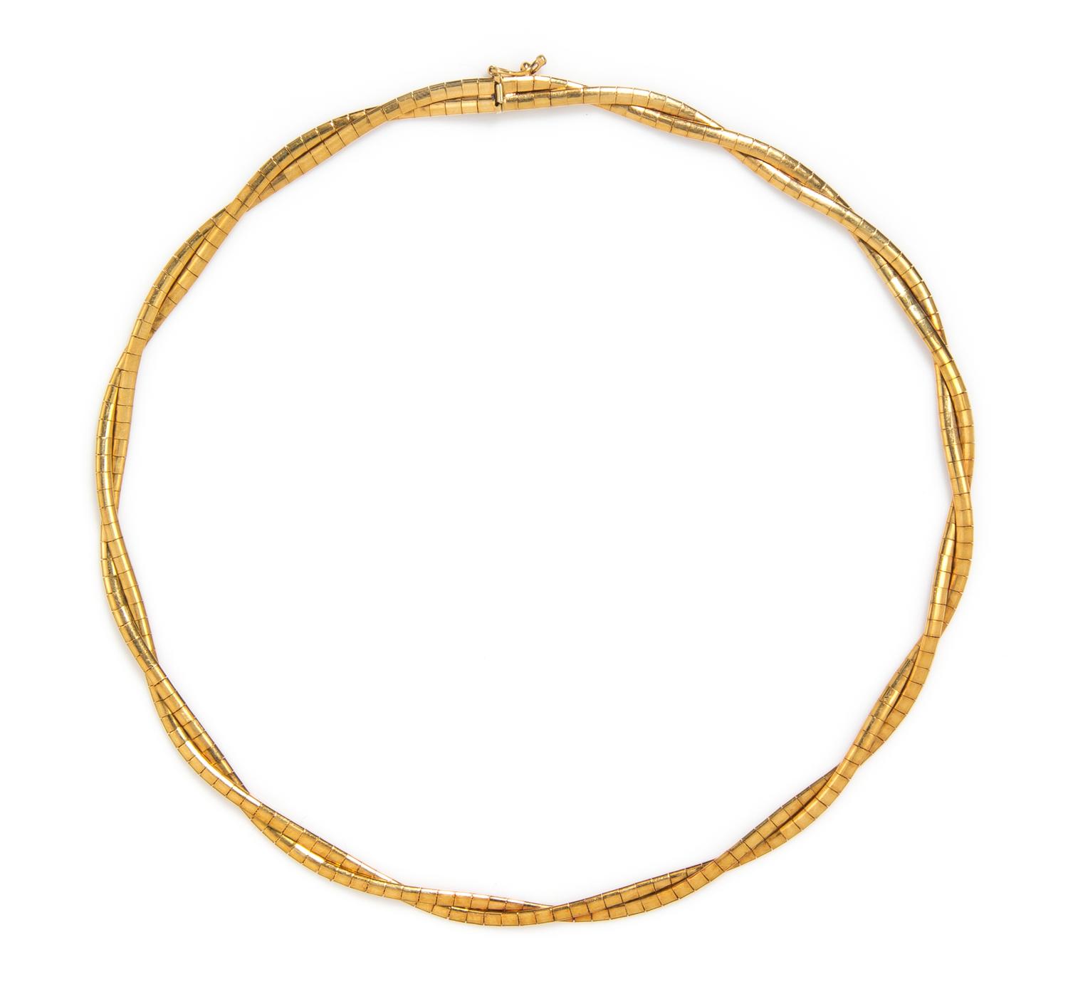 A 14 Karat Yellow Gold Omega Necklace, 16.40 dwts.