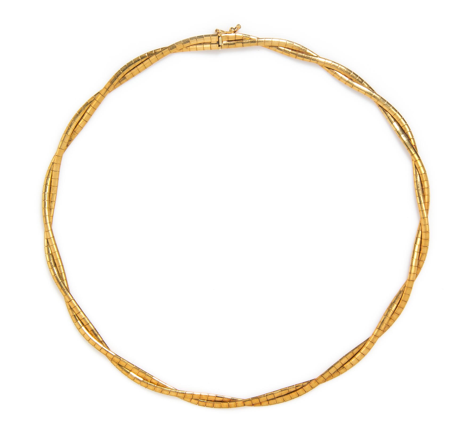A 14 Karat Yellow Gold Omega Necklace, 16.40 dwts.