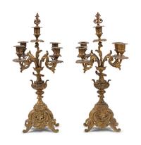 A Pair of Neoclassical Gilt Metal Four-Light Candelabra