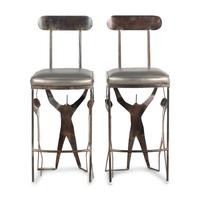 Mario Villa 20th Century — Two cut-steel and vinyl Stools