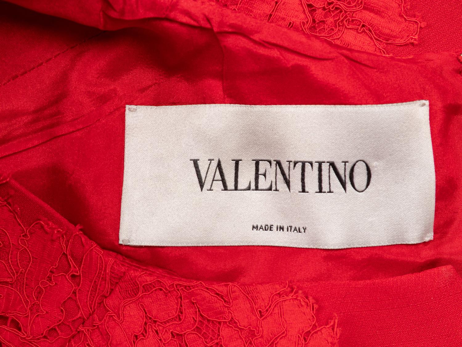 Valentino, Red Lace-Embellished Dress