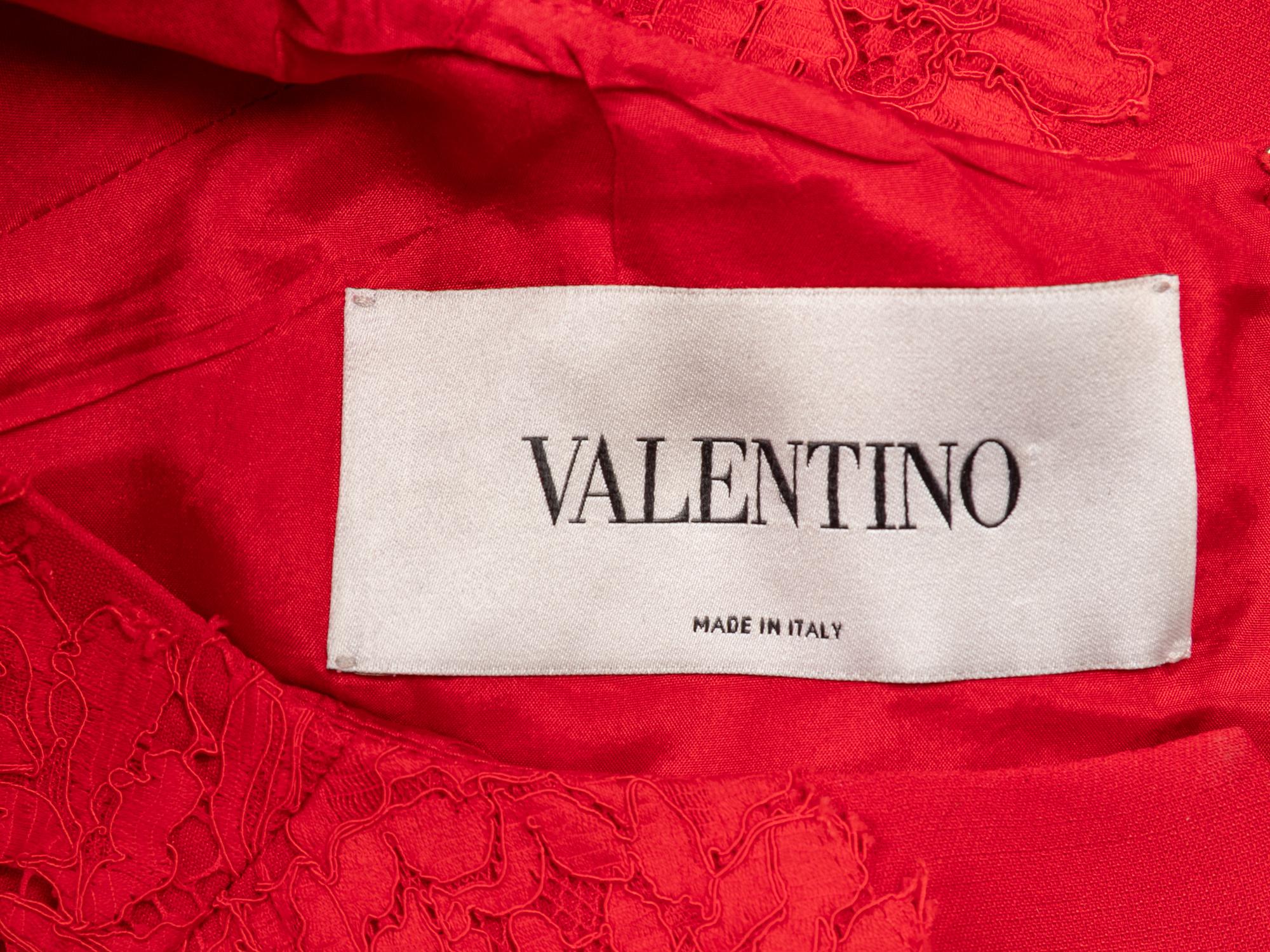 Valentino, Red Lace-Embellished Dress