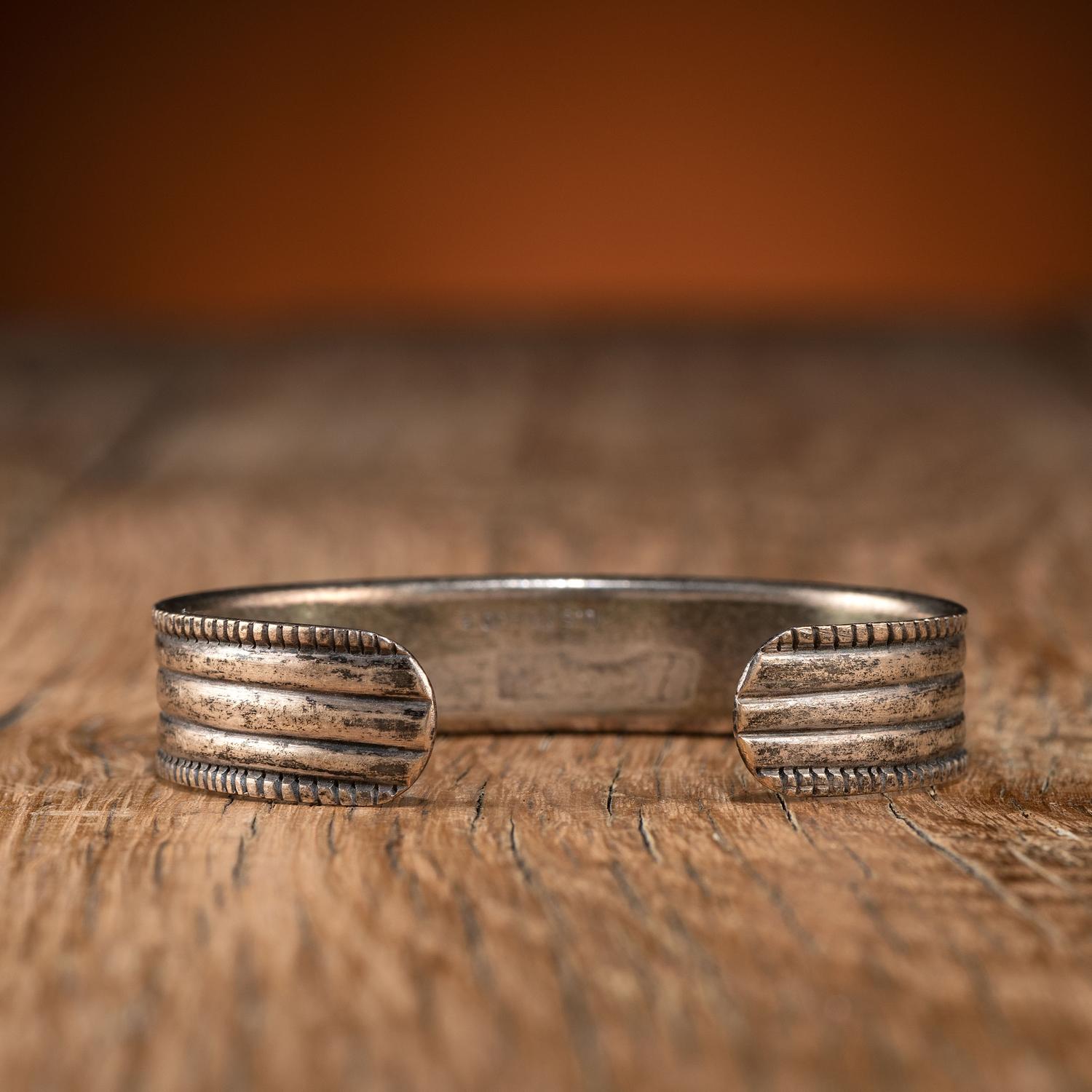 Navajo Chiseled Silver Cuff Bracelet, with C.G. Wallace IACB Stamp
