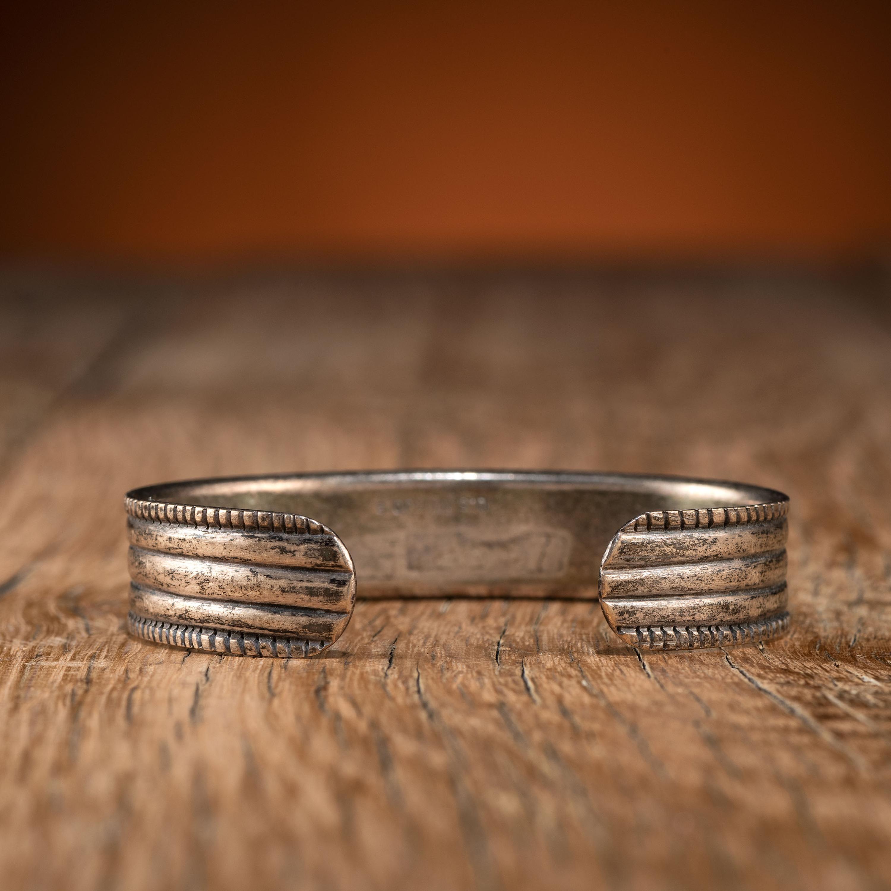 Navajo Chiseled Silver Cuff Bracelet, with C.G. Wallace IACB Stamp