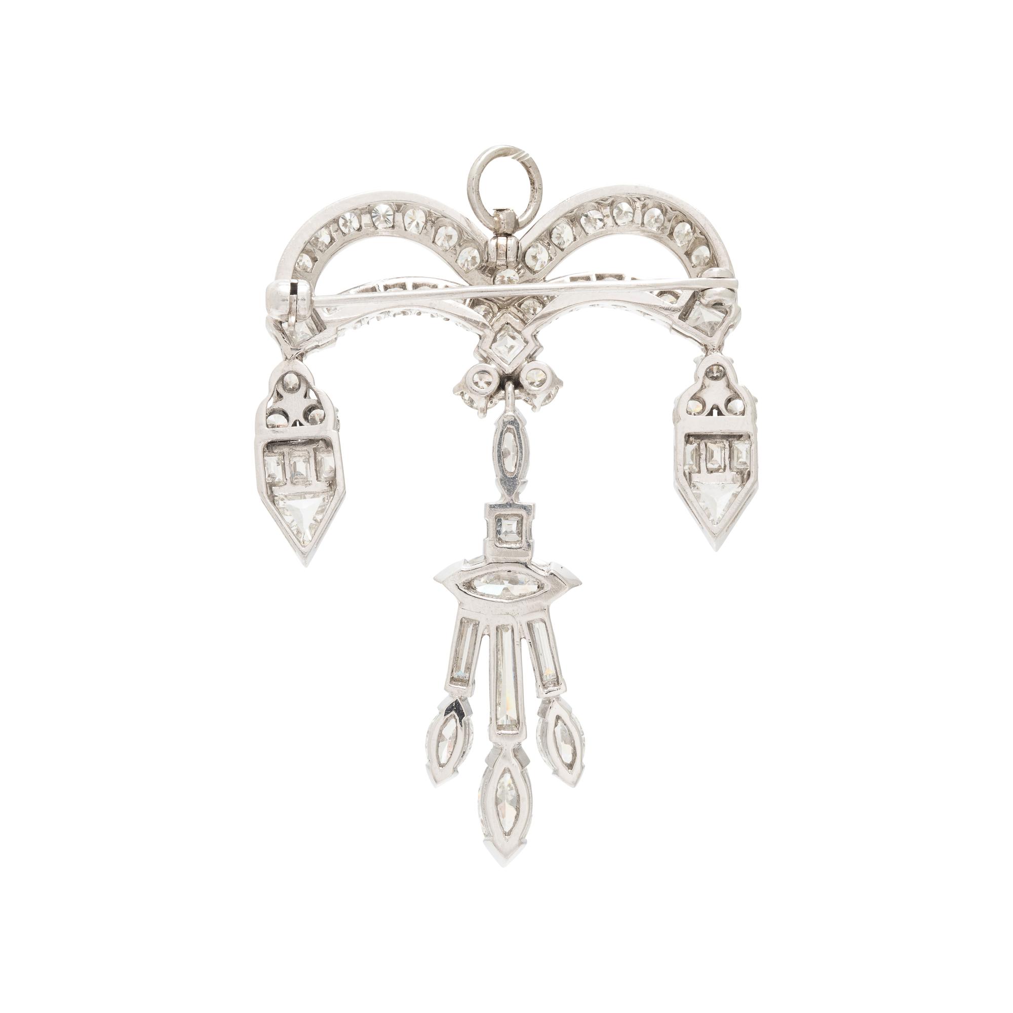 Diamond and Platinum Pendant Brooch