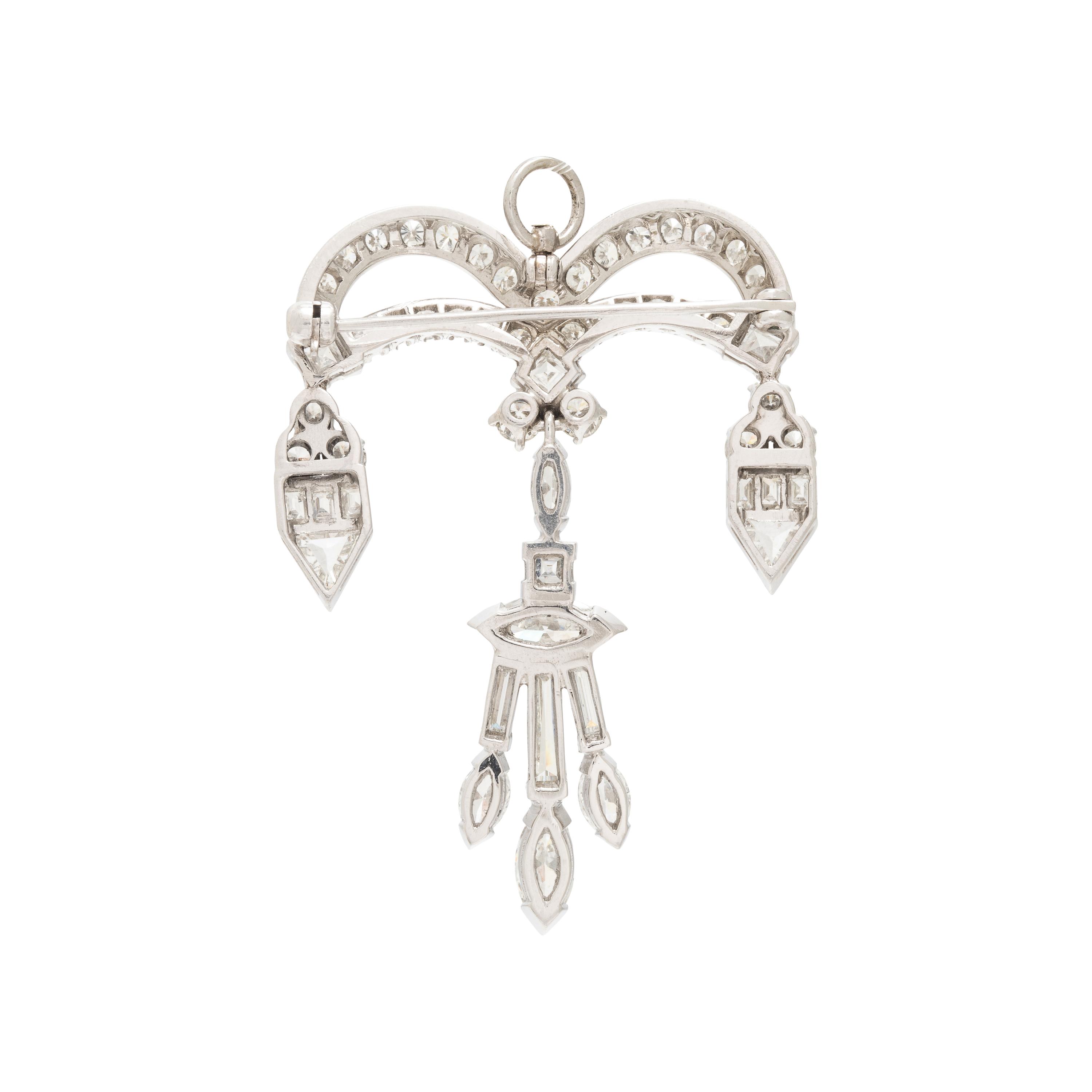 Diamond and Platinum Pendant Brooch