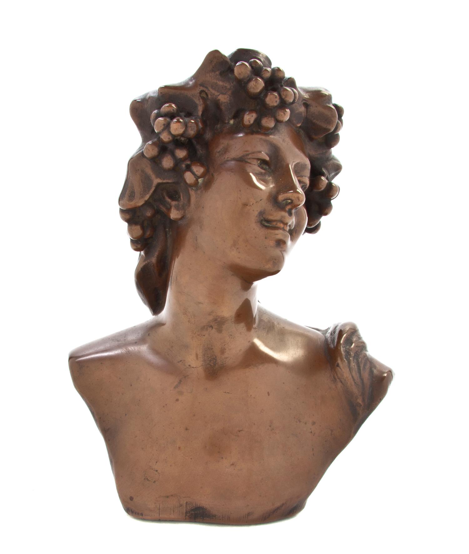 A French Bronze Bust, Jef Lambeaux (1852-1908), Height 8 3/4 inches.