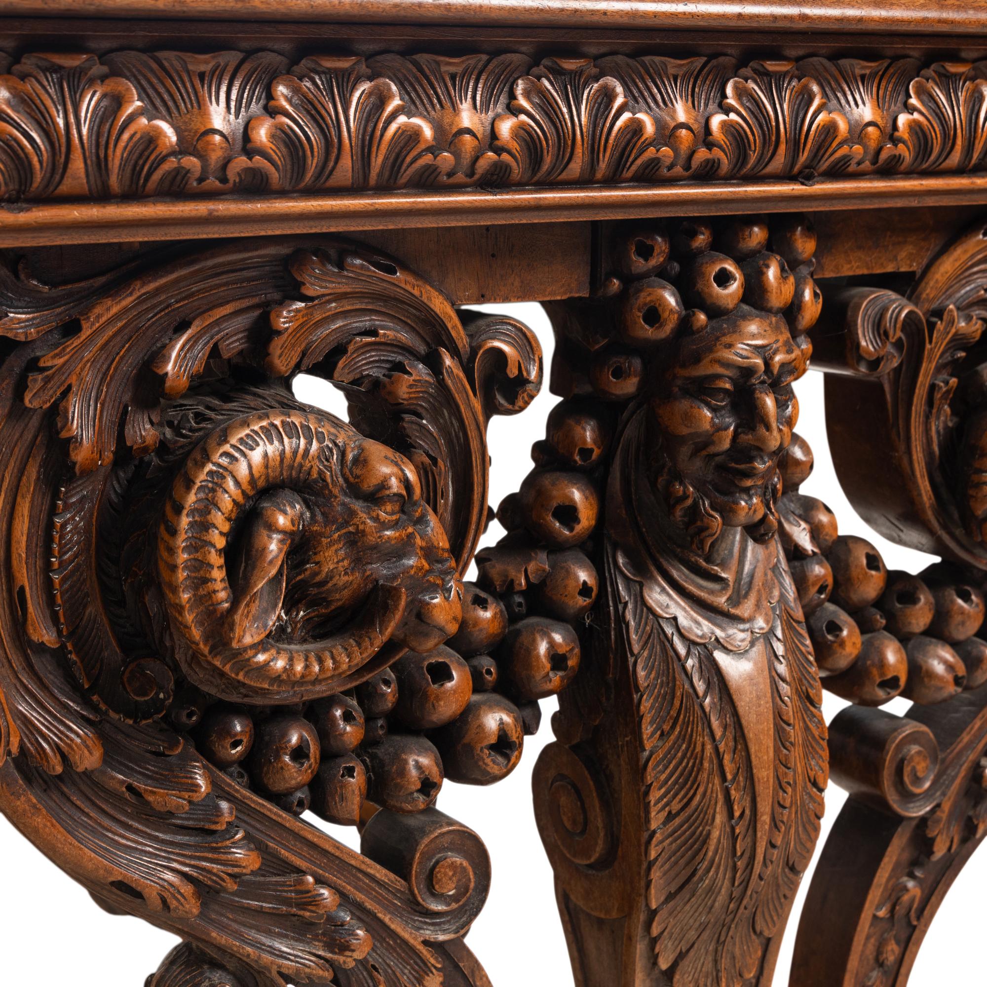A French Renaissance Revival Walnut Library Table