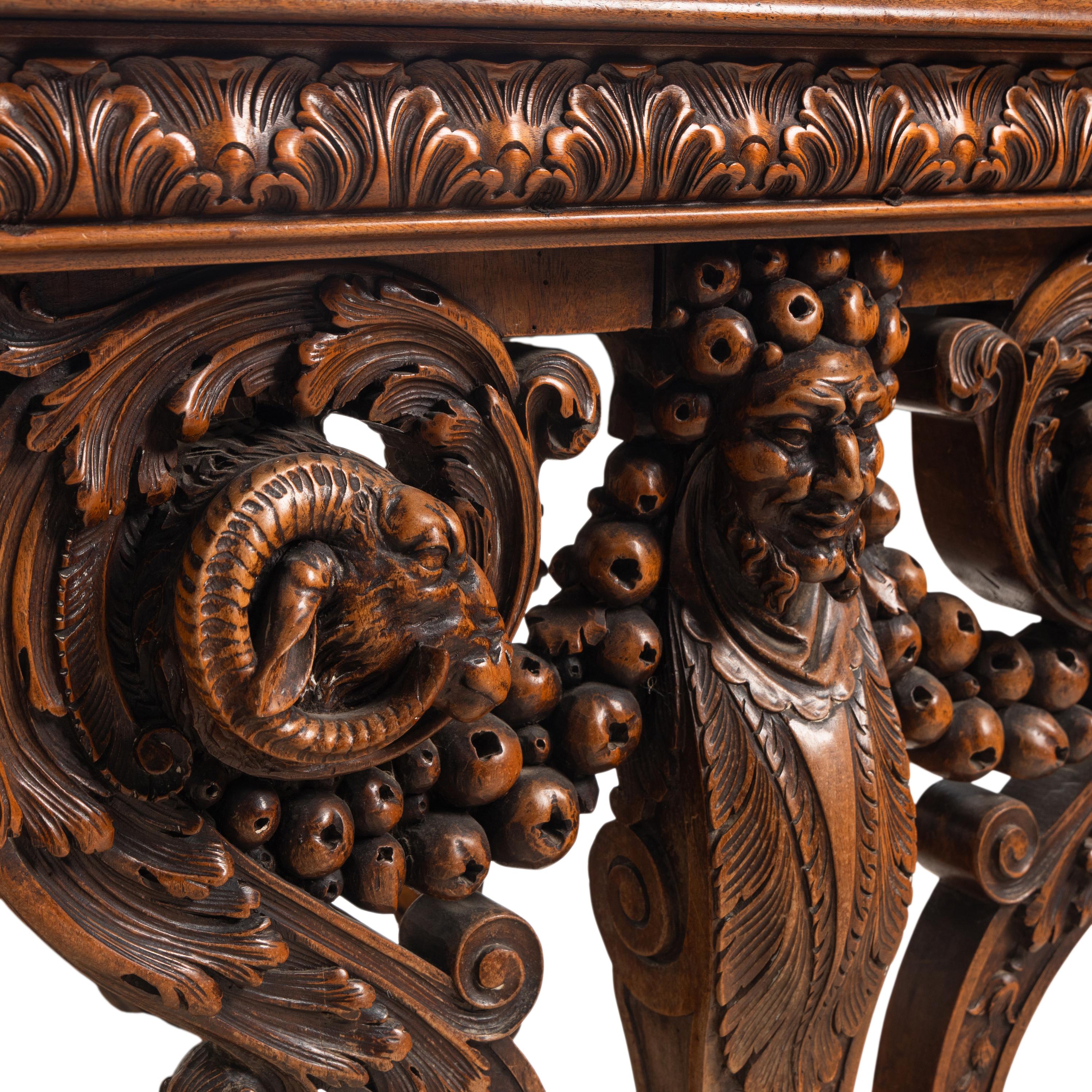 A French Renaissance Revival Walnut Library Table