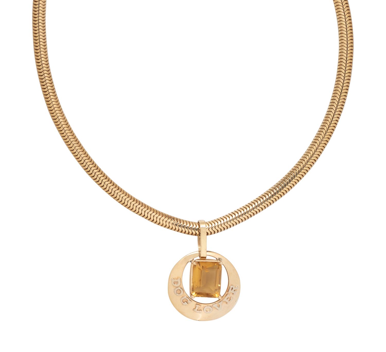 YELLOW GOLD AND CITRINE PENDANT/NECKLACE