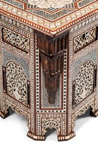 A Pair of Levantine Marquetry and Mother-of-Pearl Inlaid Side Tables