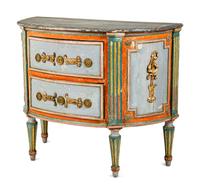 A North Italian Polychrome Painted Demilune Commode