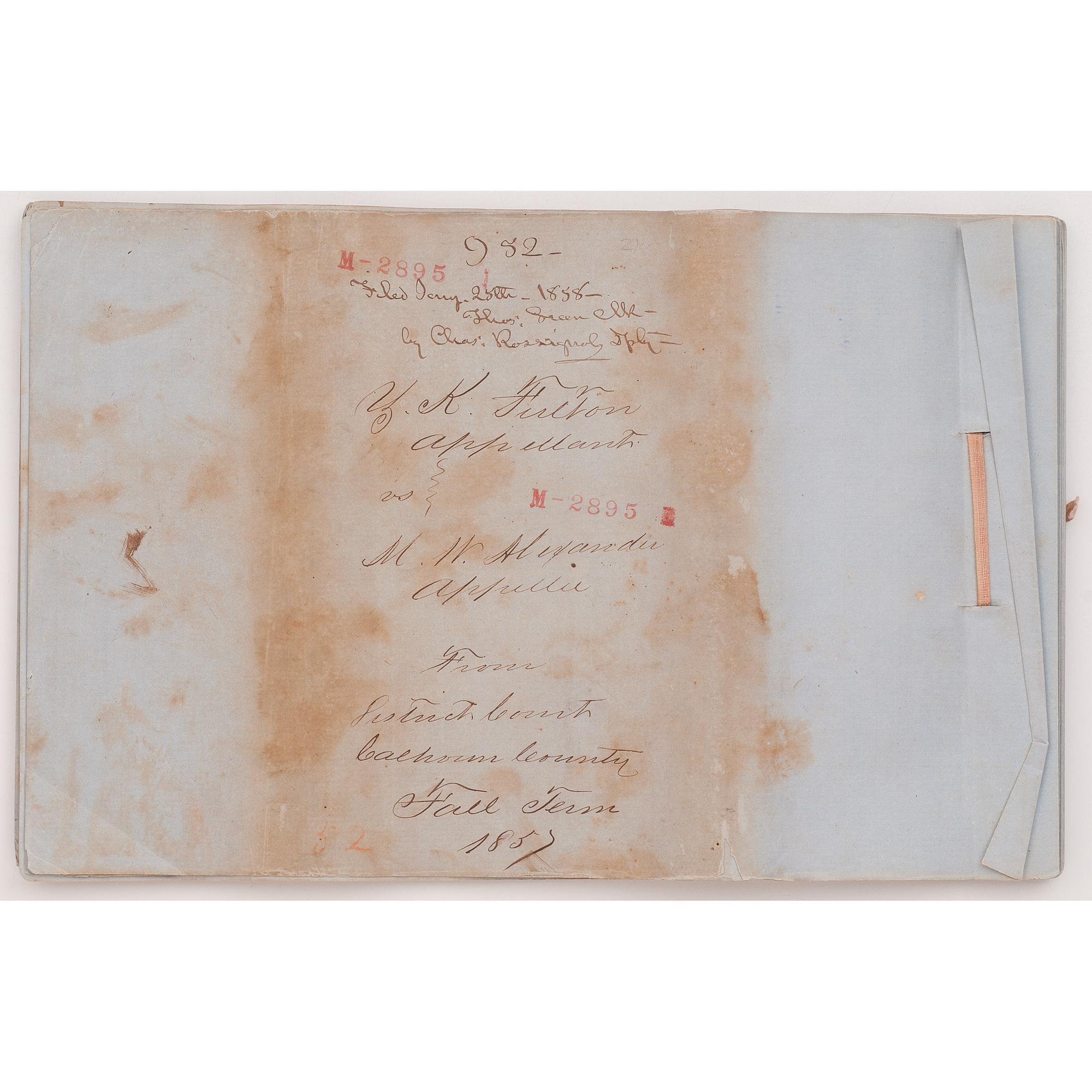 [AUTOGRAPHS & MANUSCRIPTS]. Manuscript transcript of 1850s Court Appeal made by Texan who fled New Orleans during a Yellow Fever outbreak.
