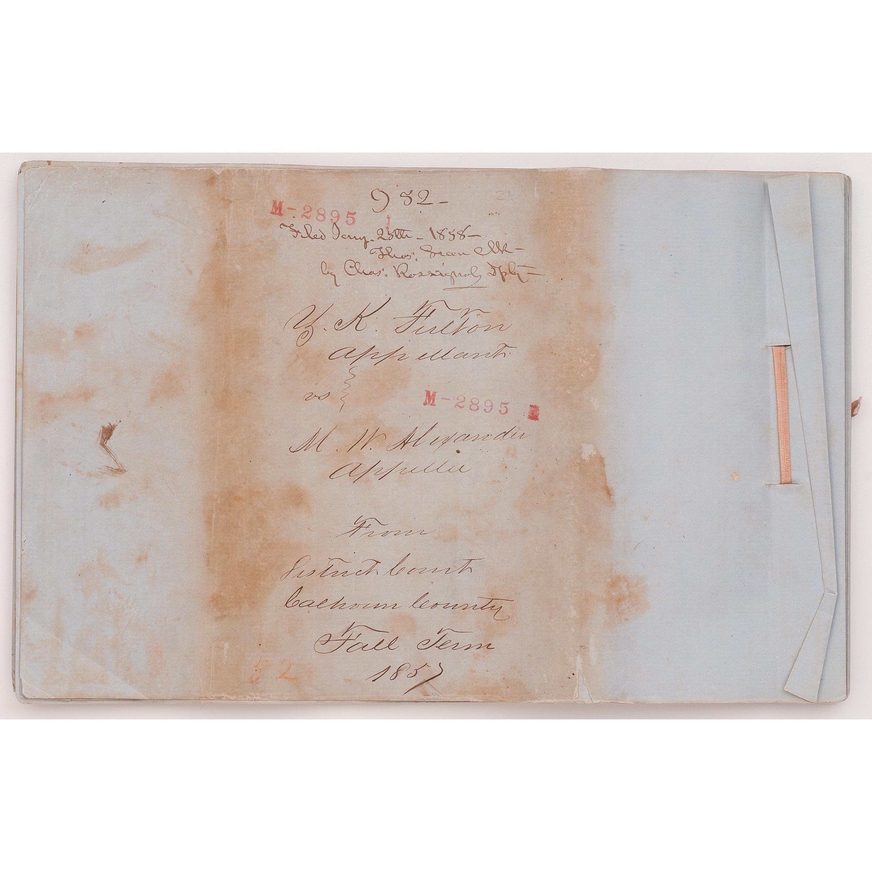 [AUTOGRAPHS & MANUSCRIPTS]. Manuscript transcript of 1850s Court Appeal made by Texan who fled New Orleans during a Yellow Fever outbreak.