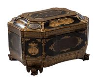 A Chinese Export Lacquer Tea Caddy