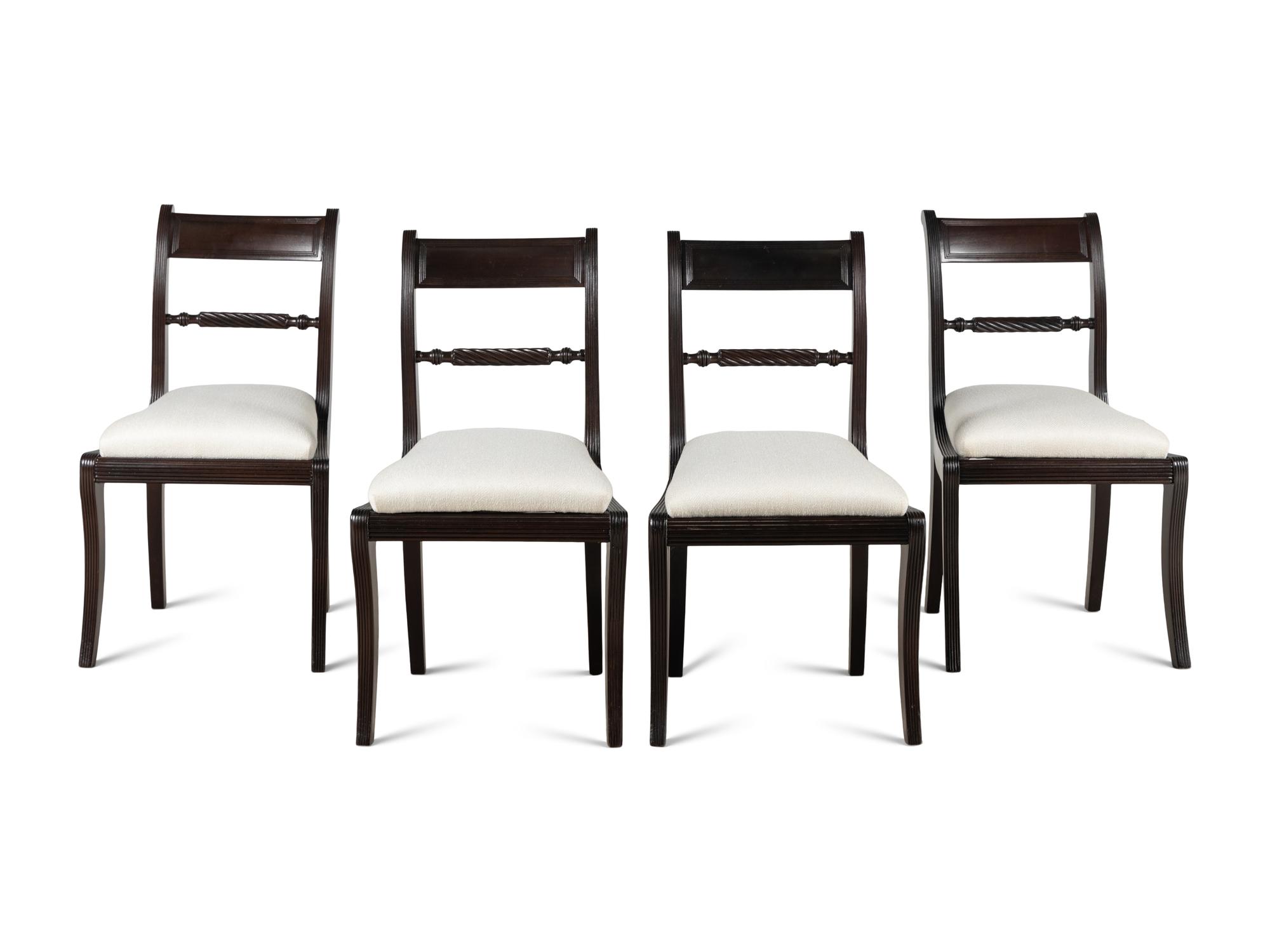 A Set of Four English Mahogany Dining Chairs