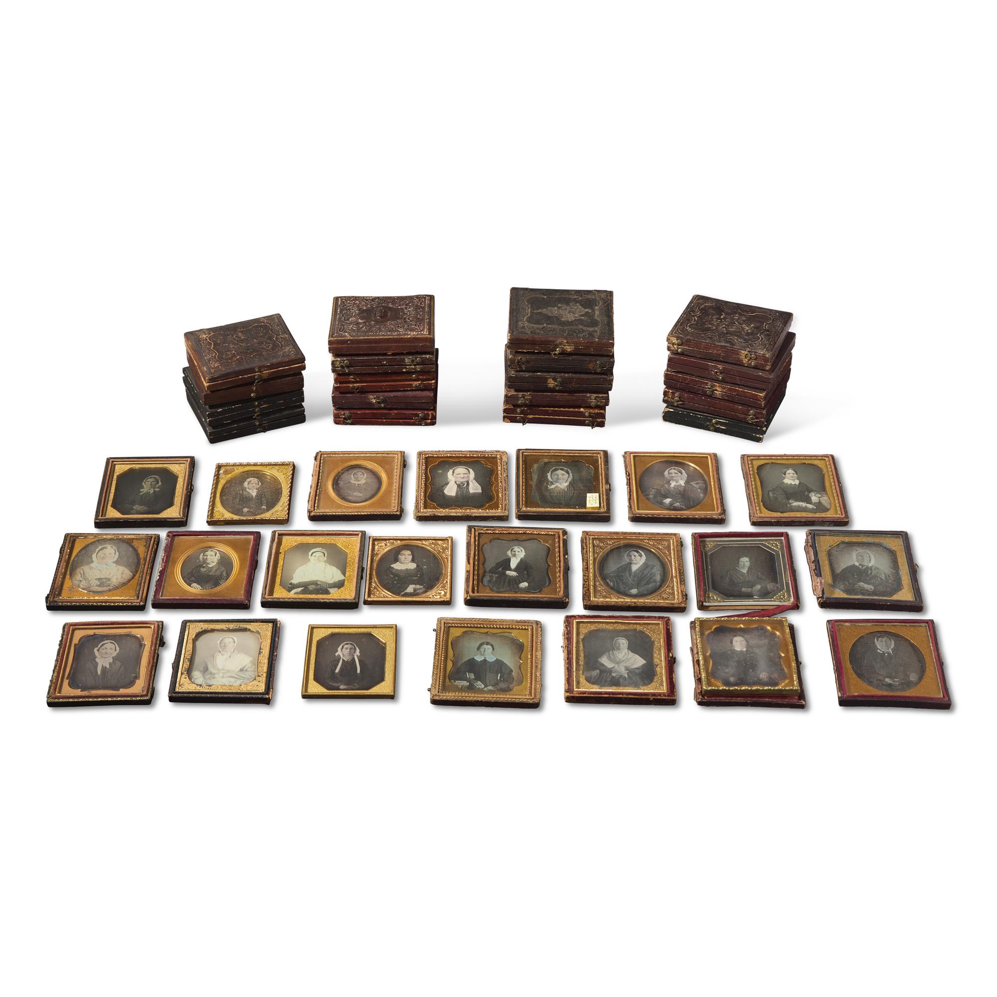 [Early Photography] Group of 40 Sixth Plate Daguerreotypes of Old Women