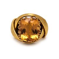 Tiffany & Co., Schlumberger, Precious Brownish Orange Topaz and Yellow Gold Ring