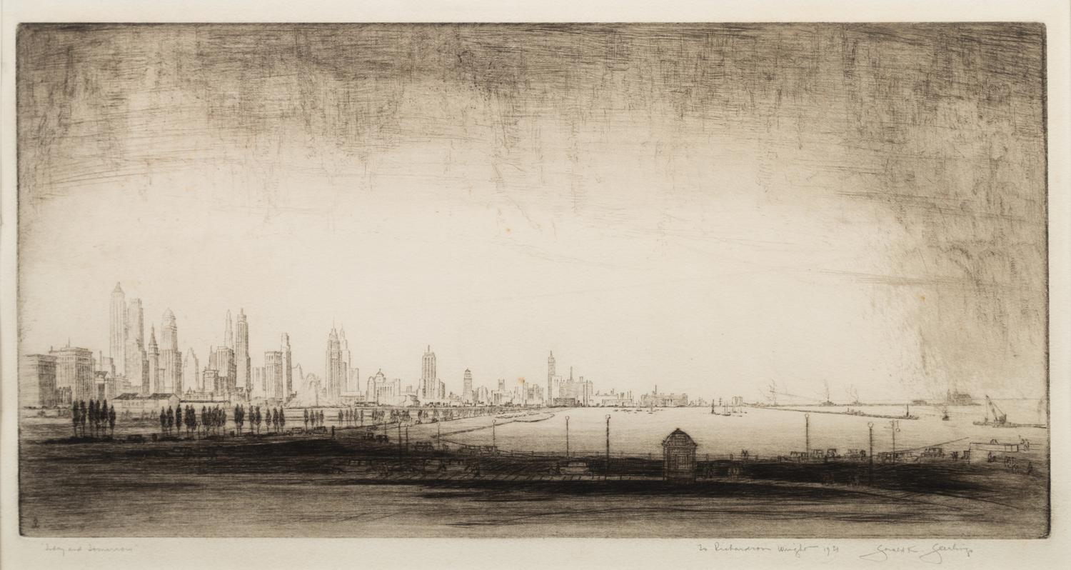 [CHICAGO ARCHITECTURE]. A group of 10 drypoint etchings by Otto J. Schnieder, Karl Warren, S. Chester Danforth and others, including: