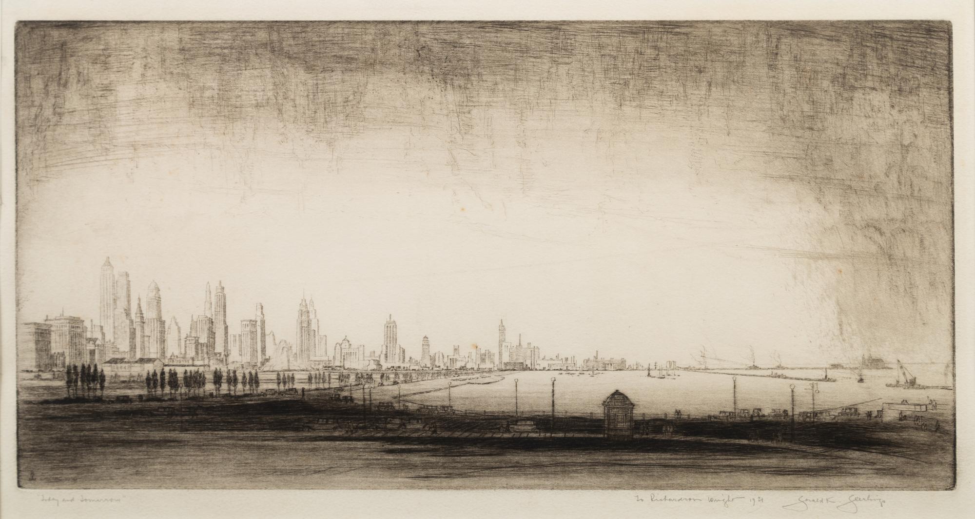 [CHICAGO ARCHITECTURE]. A group of 10 drypoint etchings by Otto J. Schnieder, Karl Warren, S. Chester Danforth and others, including: