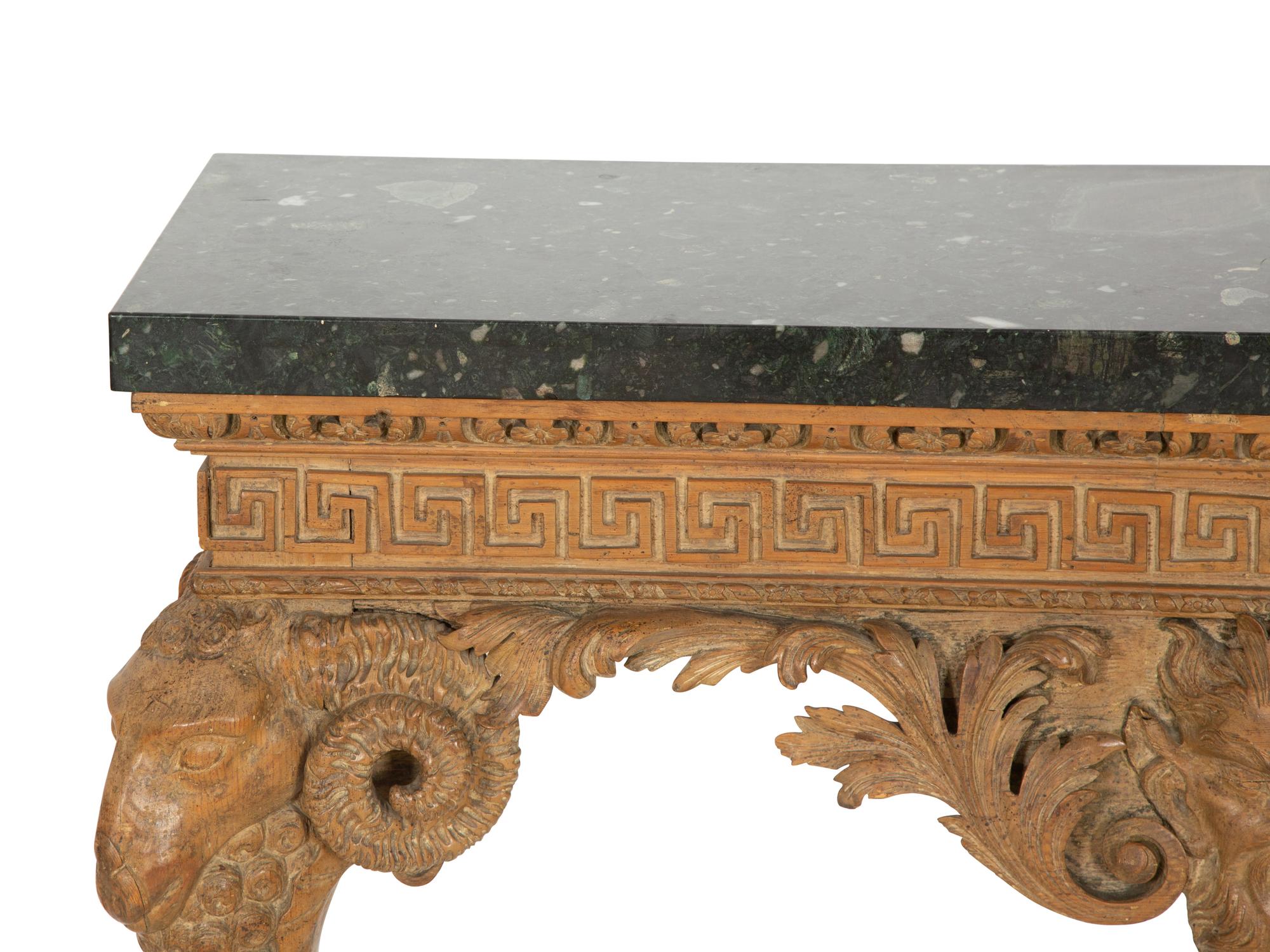 A George II Carved Pine Marble-Top Console Table